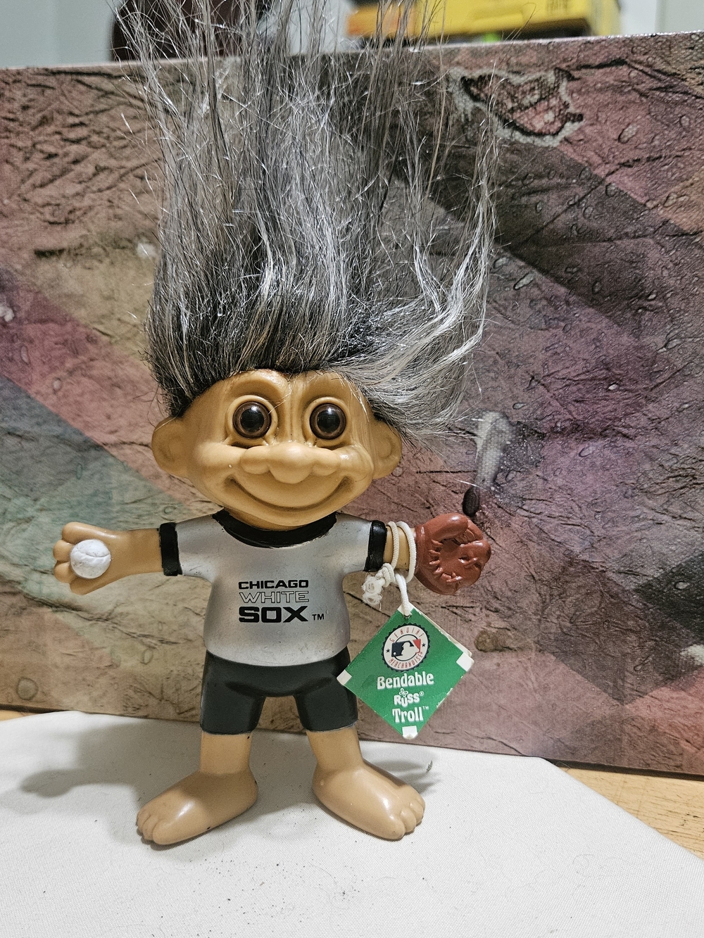 Vintage 1990s Chicago White Sox MLB bendable troll doll made by Russ Berrie